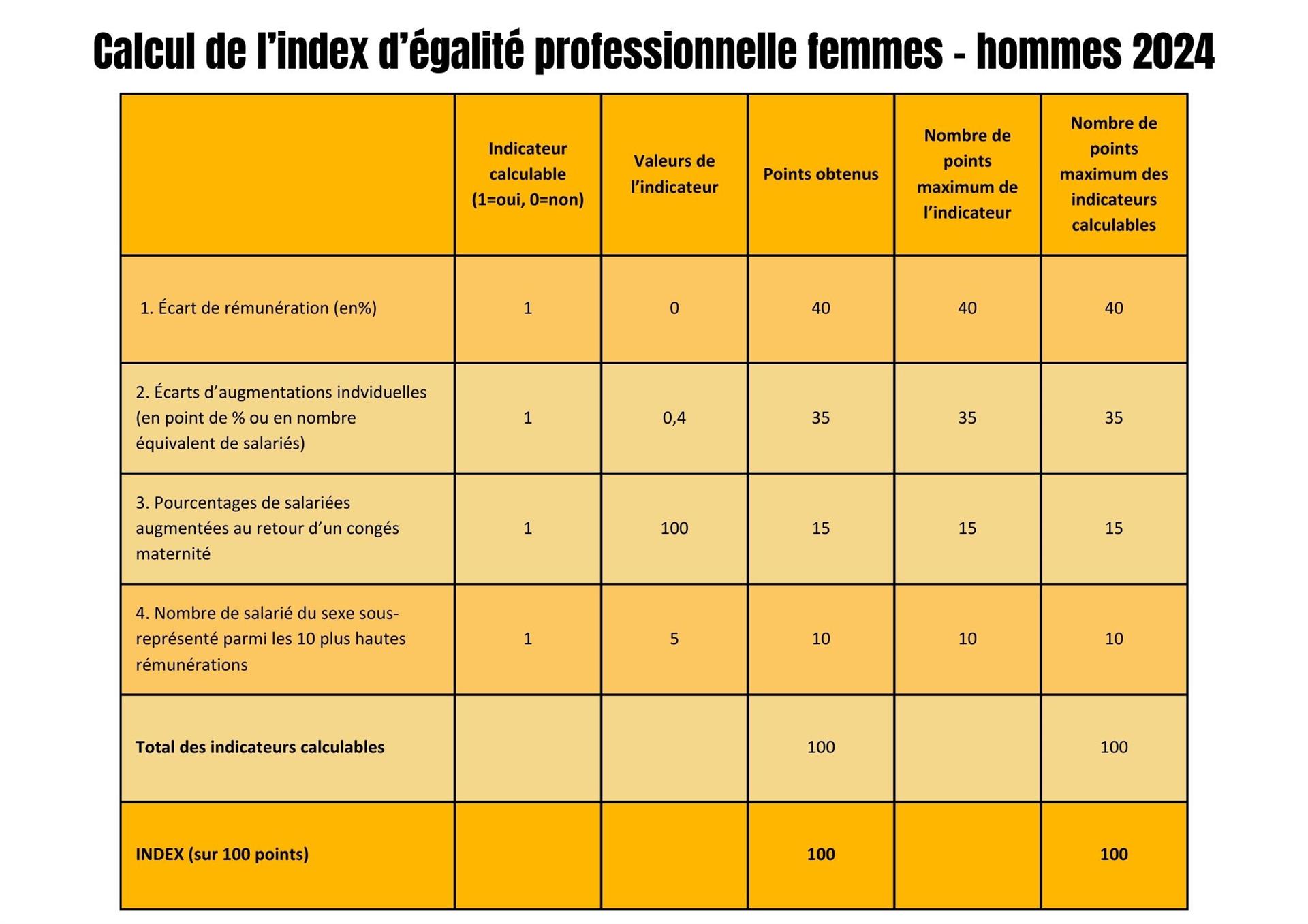 Calcul de l'index d'égalité professionnelle femmes - hommes 2024